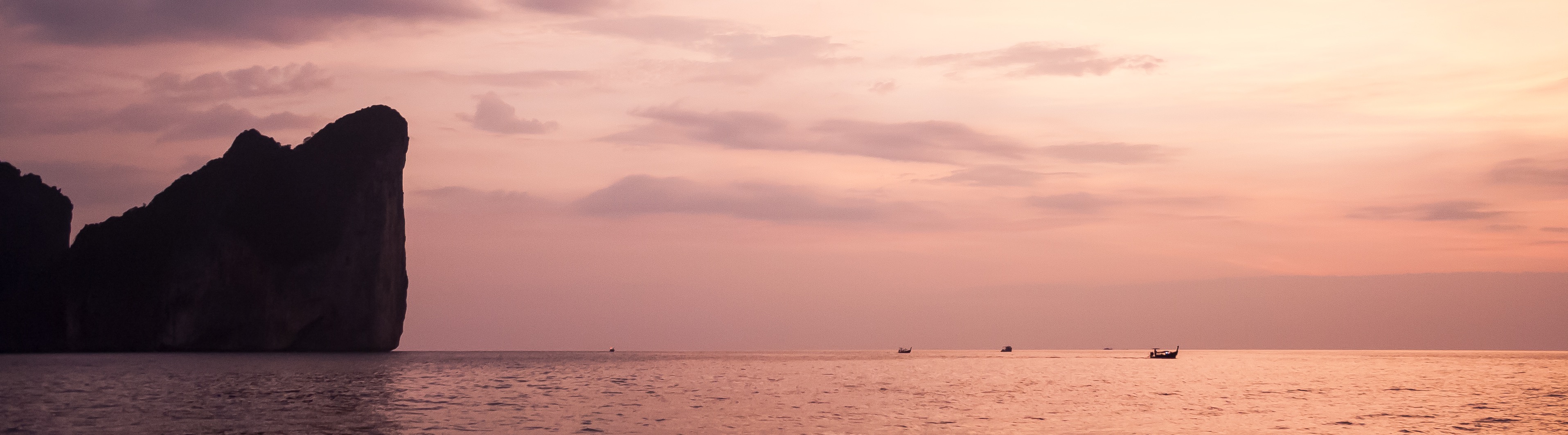 View of Koh Phi Phi Leh at sunset during the return trip home.